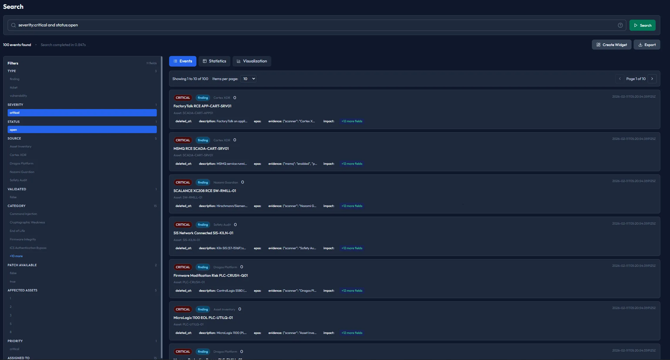 Piscium search interface