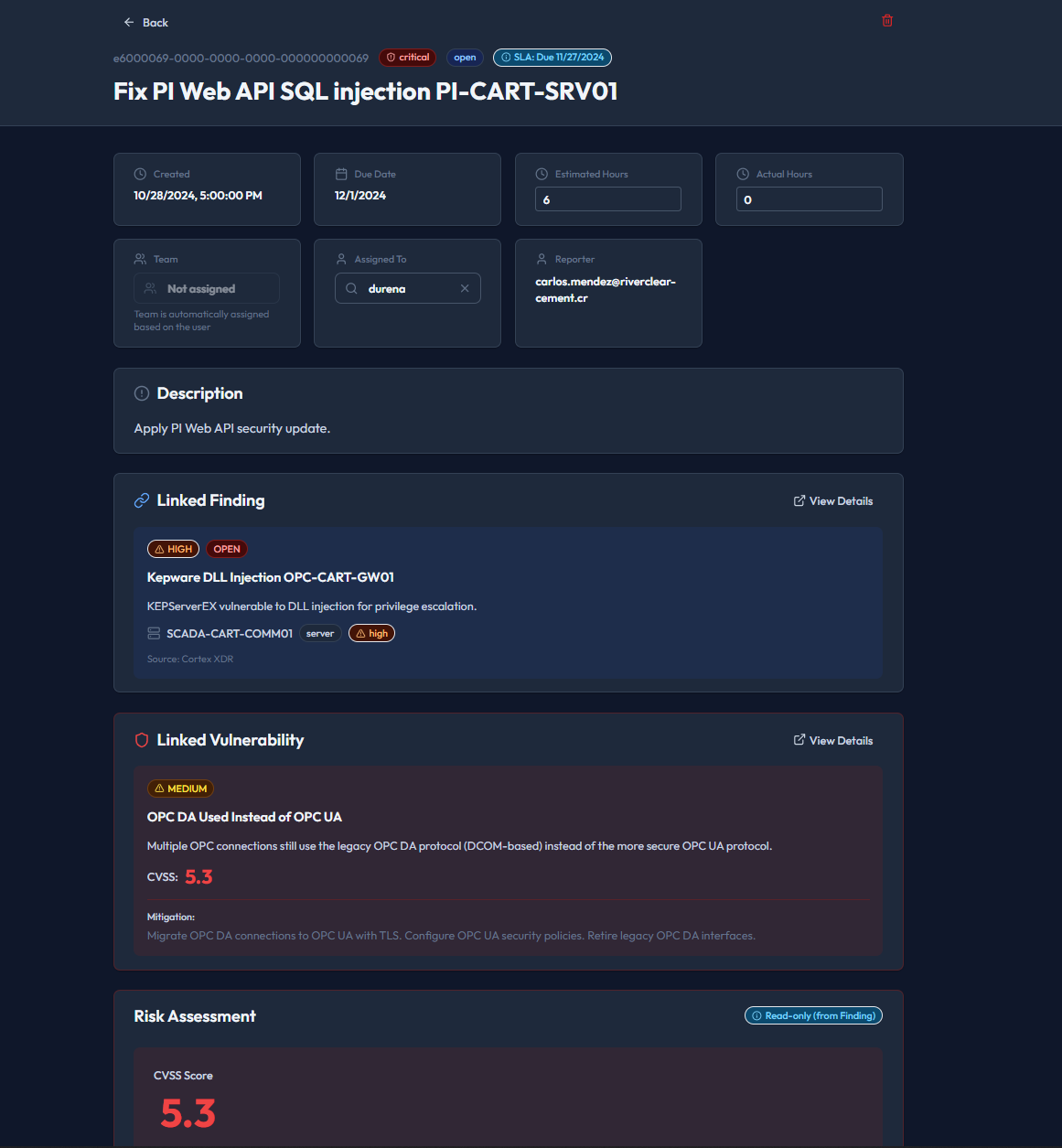 Piscium Remediation Ticket Detail