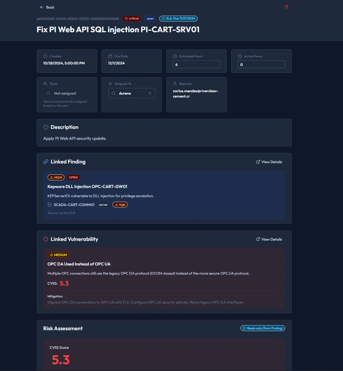 Piscium Remediation Ticket Detail