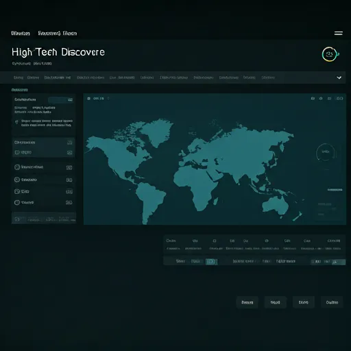 High-tech dashboard showing global network discovery map